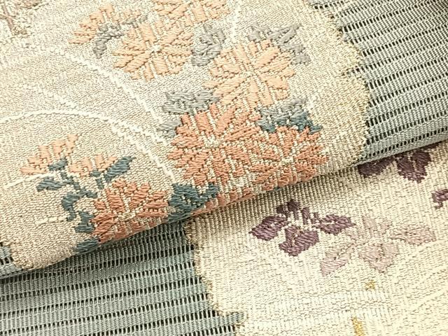 平和屋着物＊夏物　八寸名古屋帯　絽綴れ　流水花丸文　金銀糸　正絹　逸品　CABK1394fb