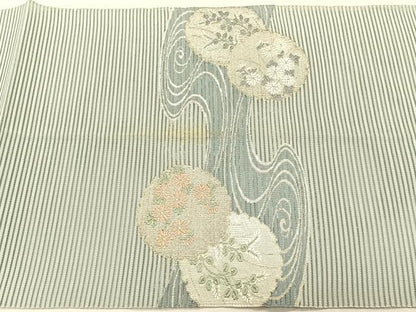 平和屋着物＊夏物　八寸名古屋帯　絽綴れ　流水花丸文　金銀糸　正絹　逸品　CABK1394fb