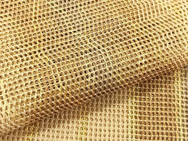 平和屋着物＊夏物　八寸名古屋帯　変わり縞　金糸　正絹　逸品　CABK1397fb