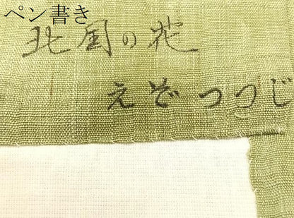 平和屋着物＊夏物　染色作家　桐山紫香　手描き　九寸開き名古屋帯　地紙重ね枝花文　金彩　麻　逸品　CABK1408fb
