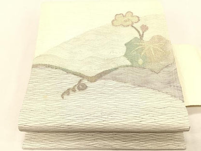 平和屋着物＊夏物　九寸名古屋帯　枝花文　金銀糸　正絹　逸品　CABK1402fb