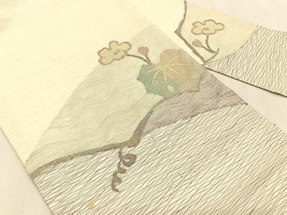 平和屋着物＊夏物　九寸名古屋帯　枝花文　金銀糸　正絹　逸品　CABK1402fb