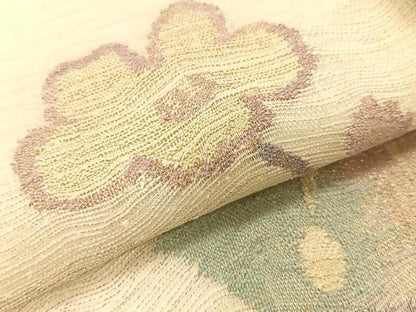 平和屋着物＊夏物　九寸名古屋帯　枝花文　金銀糸　正絹　逸品　CABK1402fb