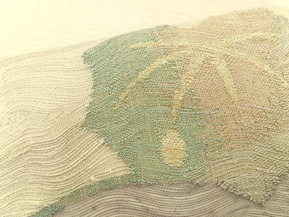 平和屋着物＊夏物　九寸名古屋帯　枝花文　金銀糸　正絹　逸品　CABK1402fb