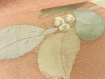 平和屋着物＊夏物　九寸名古屋帯　南天文　銀糸　正絹　逸品　CABK1404fb