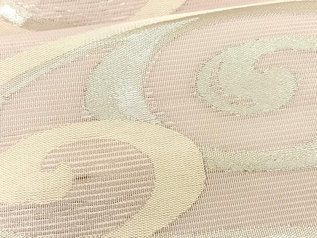 平和屋着物＊夏物　九寸名古屋帯　唐草文　銀糸　正絹　逸品　CABK1405fb