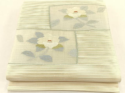 平和屋着物＊夏物　八寸名古屋帯　絽綴れ　枝椿文　正絹　逸品　CABK1413fb