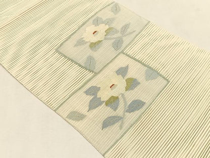 平和屋着物＊夏物　八寸名古屋帯　絽綴れ　枝椿文　正絹　逸品　CABK1413fb