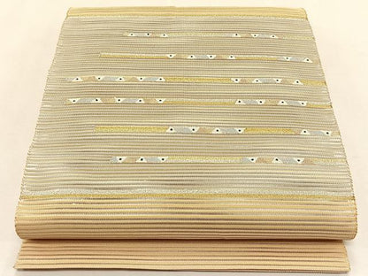 平和屋着物＊夏物　八寸名古屋帯　絽綴れ　横段文　金銀糸　正絹　逸品　CABK1414fb