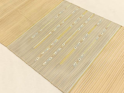 平和屋着物＊夏物　八寸名古屋帯　絽綴れ　横段文　金銀糸　正絹　逸品　CABK1414fb