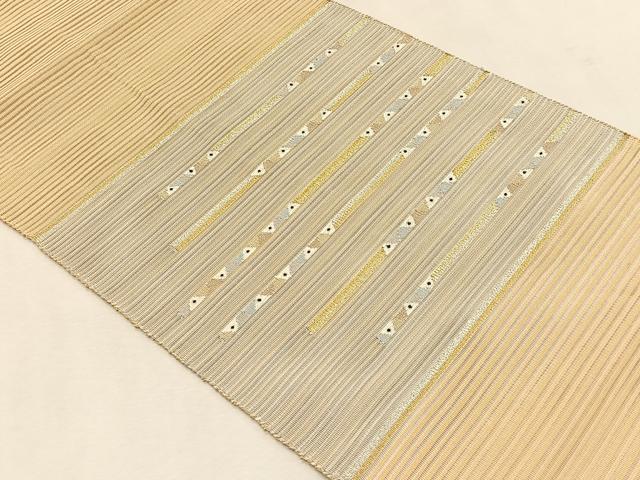平和屋着物＊夏物　八寸名古屋帯　絽綴れ　横段文　金銀糸　正絹　逸品　CABK1414fb