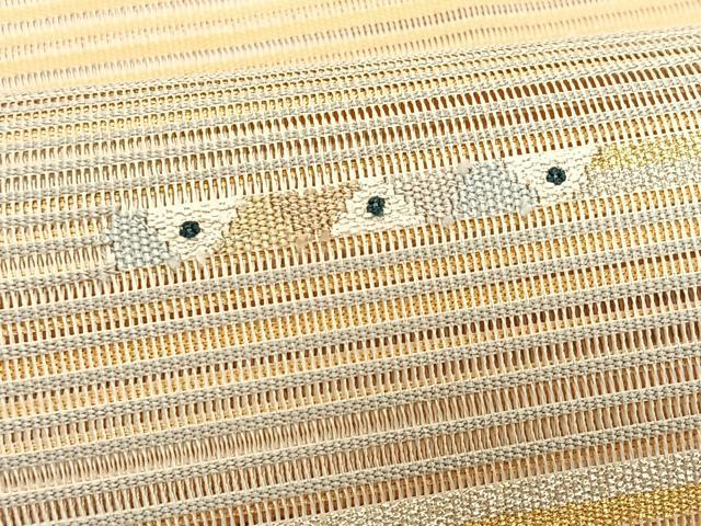 平和屋着物＊夏物　八寸名古屋帯　絽綴れ　横段文　金銀糸　正絹　逸品　CABK1414fb