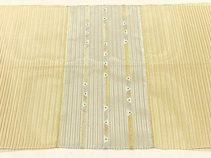 平和屋着物＊夏物　八寸名古屋帯　絽綴れ　横段文　金銀糸　正絹　逸品　CABK1414fb