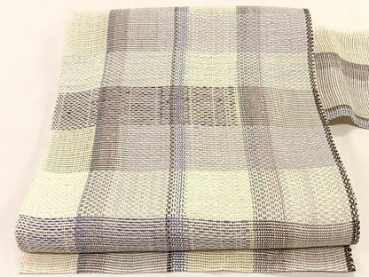 平和屋着物＊夏物　八寸名古屋帯　市松文様　正絹　逸品　CABK1419fb