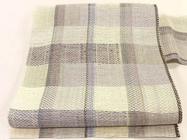 平和屋着物＊夏物　八寸名古屋帯　市松文様　正絹　逸品　CABK1419fb