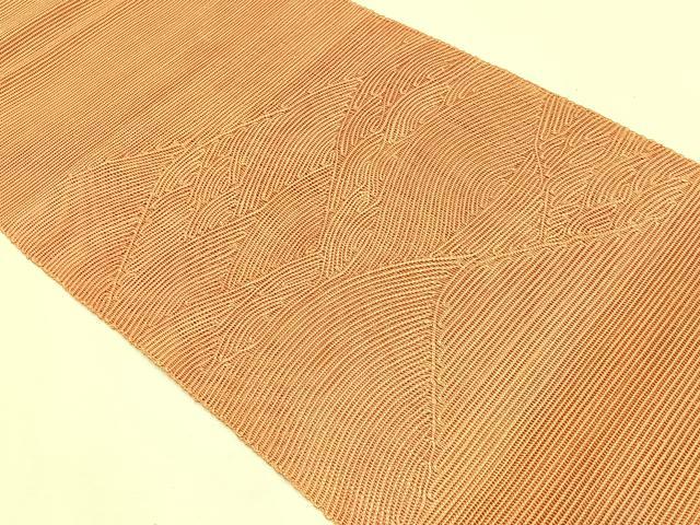 平和屋着物＊夏物　八寸名古屋帯　立波文　土器色　正絹　逸品　CABK1422fb