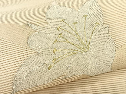 平和屋着物＊夏物　八寸名古屋帯　絽綴れ　草花文　金銀糸　正絹　逸品　CABK1425fb