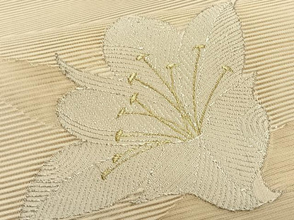 平和屋着物＊夏物　八寸名古屋帯　絽綴れ　草花文　金銀糸　正絹　逸品　CABK1425fb