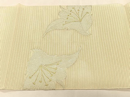 平和屋着物＊夏物　八寸名古屋帯　絽綴れ　草花文　金銀糸　正絹　逸品　CABK1425fb