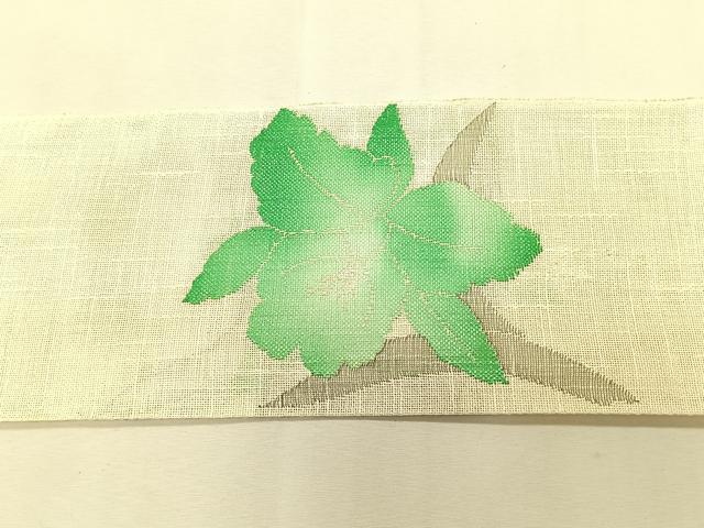 平和屋着物＊夏物　八寸名古屋帯　草花文　銀糸　CABK1426fb