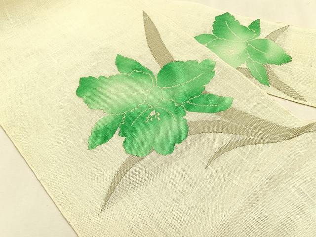 平和屋着物＊夏物　八寸名古屋帯　草花文　銀糸　CABK1426fb