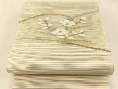 平和屋着物＊夏物　八寸名古屋帯　絽綴れ　枝花文　正絹　逸品　CABK1430fb