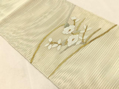 平和屋着物＊夏物　八寸名古屋帯　絽綴れ　枝花文　正絹　逸品　CABK1430fb