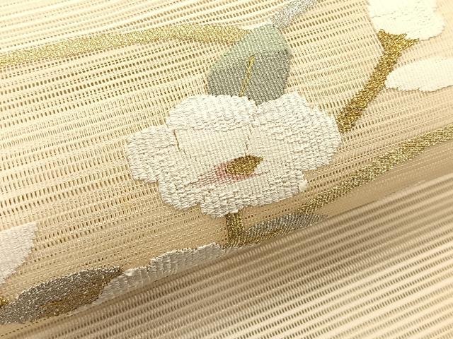 平和屋着物＊夏物　八寸名古屋帯　絽綴れ　枝花文　正絹　逸品　CABK1430fb