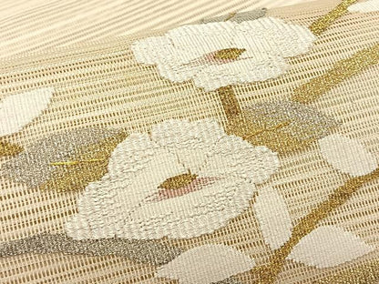 平和屋着物＊夏物　八寸名古屋帯　絽綴れ　枝花文　正絹　逸品　CABK1430fb
