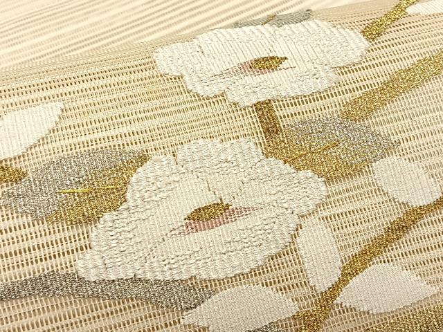 平和屋着物＊夏物　八寸名古屋帯　絽綴れ　枝花文　正絹　逸品　CABK1430fb