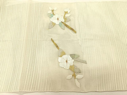 平和屋着物＊夏物　八寸名古屋帯　絽綴れ　枝花文　正絹　逸品　CABK1430fb