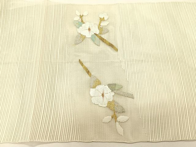 平和屋着物＊夏物　八寸名古屋帯　絽綴れ　枝花文　正絹　逸品　CABK1430fb