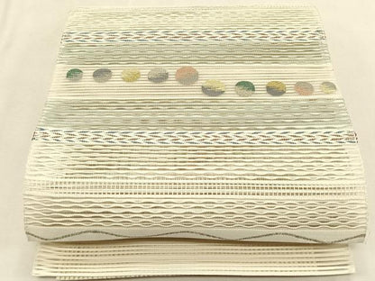平和屋着物＊夏物　八寸名古屋帯　絽綴れ　抽象文様　金銀糸　正絹　逸品　CABK1431fb
