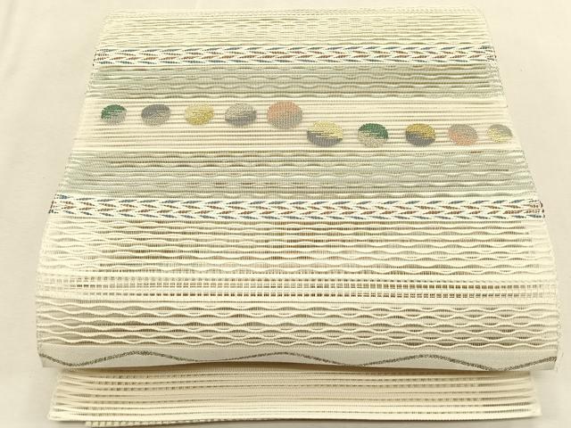 平和屋着物＊夏物　八寸名古屋帯　絽綴れ　抽象文様　金銀糸　正絹　逸品　CABK1431fb