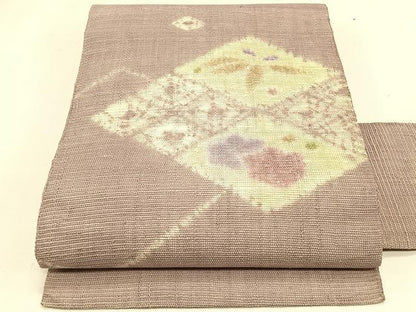 平和屋着物＊夏物　九寸名古屋帯　菱花文　正絹　逸品　CABK1433fb