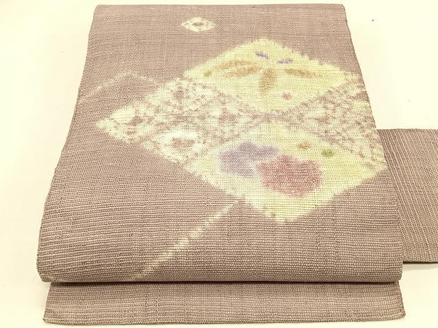 平和屋着物＊夏物　九寸名古屋帯　菱花文　正絹　逸品　CABK1433fb