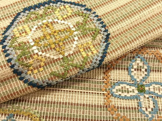 平和屋着物＊夏物　丸帯　刺繍　花丸文　銀糸　正絹　逸品　CABK1434fb