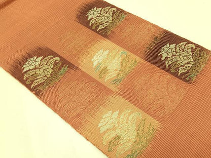 平和屋着物＊夏物　八寸名古屋帯　名物裂　金銀糸　正絹　逸品　CABK1436fb