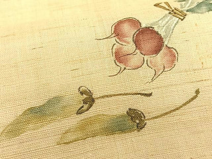平和屋着物＊夏物　九寸名古屋帯　手描き　成り物　麻　逸品　CABK1438fb
