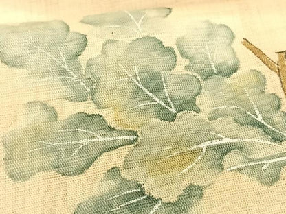 平和屋着物＊夏物　九寸名古屋帯　手描き　成り物　麻　逸品　CABK1438fb