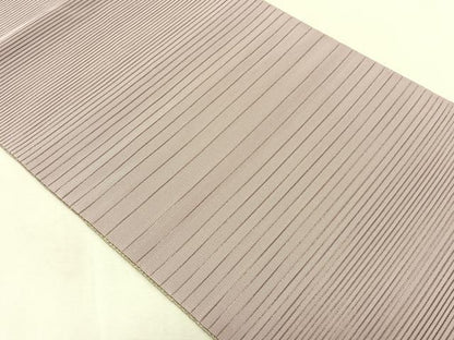 平和屋着物＊夏物　八寸名古屋帯　絽綴れ　横段文　白藤色　銀糸　正絹　逸品　CABK1439fb