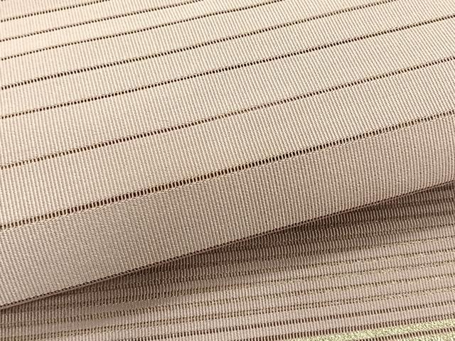 平和屋着物＊夏物　八寸名古屋帯　絽綴れ　横段文　白藤色　銀糸　正絹　逸品　CABK1439fb