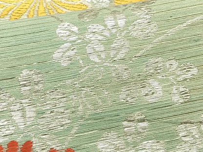 平和屋着物＊夏物　アンティーク　大正ロマン　九寸名古屋帯　唐織　草花文　金銀糸　正絹　逸品　CABK1440fb