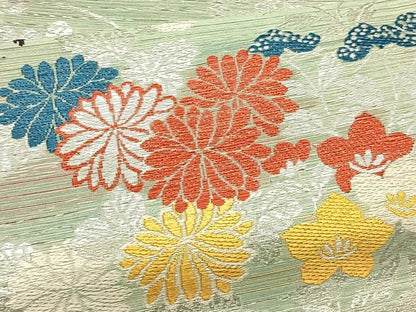 平和屋着物＊夏物　アンティーク　大正ロマン　九寸名古屋帯　唐織　草花文　金銀糸　正絹　逸品　CABK1440fb