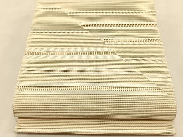 平和屋着物＊夏物　八寸名古屋帯　絽綴れ　切嵌横段文　鳥の子色　正絹　逸品　CABK1443fb