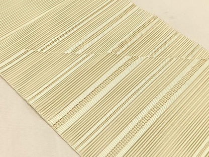平和屋着物＊夏物　八寸名古屋帯　絽綴れ　切嵌横段文　鳥の子色　正絹　逸品　CABK1443fb