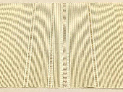 平和屋着物＊夏物　八寸名古屋帯　絽綴れ　切嵌横段文　鳥の子色　正絹　逸品　CABK1443fb