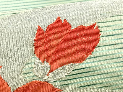 平和屋着物＊夏物　八寸名古屋帯　絽綴れ　流水枝椿文　金銀糸　CABK1448fb