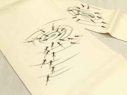 平和屋着物＊夏物　九寸名古屋帯　作家物　手描き　流水魚文　正絹　逸品　CABK1449fb