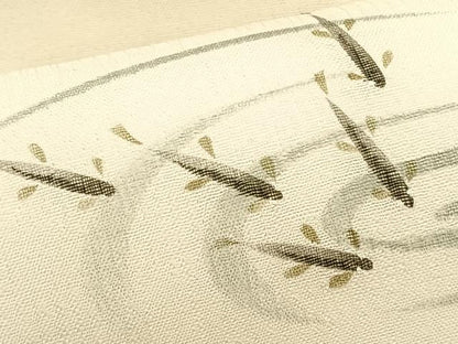 平和屋着物＊夏物　九寸名古屋帯　作家物　手描き　流水魚文　正絹　逸品　CABK1449fb